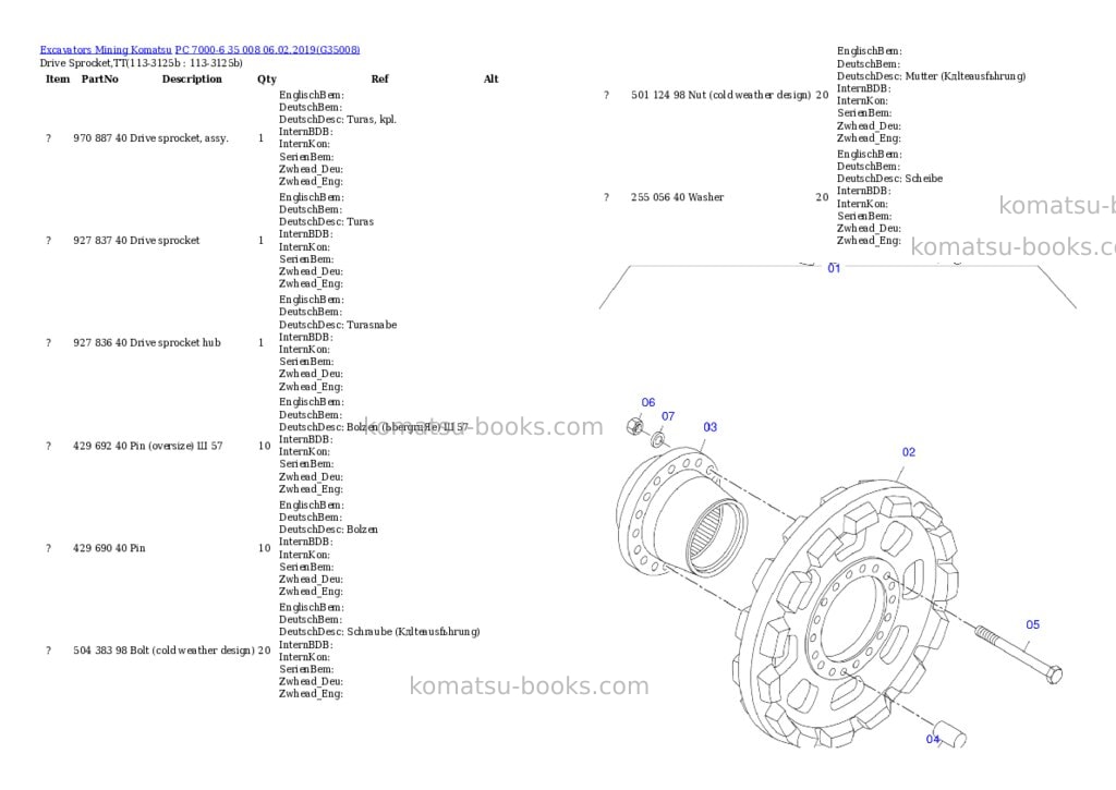 Komatsu PC 7000-6 35 008 06.02.2019 Parts catalog cover Page 10 Komatsu PC 7000-6 35 008 06.02.2019 Parts catalog cover Page 10