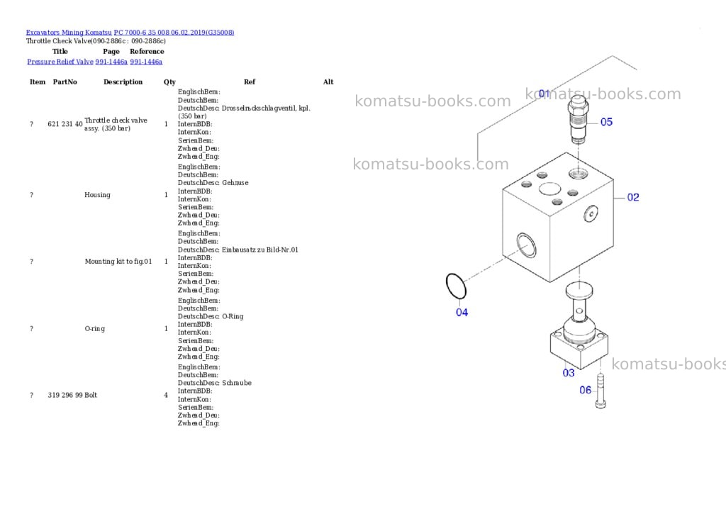 Komatsu PC 7000-6 35 008 06.02.2019 Parts catalog cover Page 6 Komatsu PC 7000-6 35 008 06.02.2019 Parts catalog cover Page 6