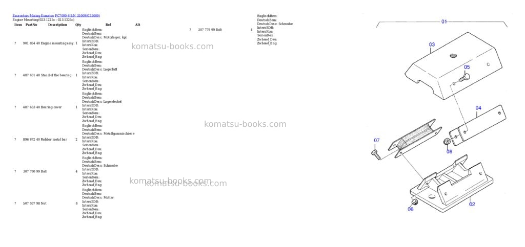 Komatsu PC7000-6 S/N 35009 Parts catalog cover Komatsu PC7000-6 S/N 35009 Parts catalog cover