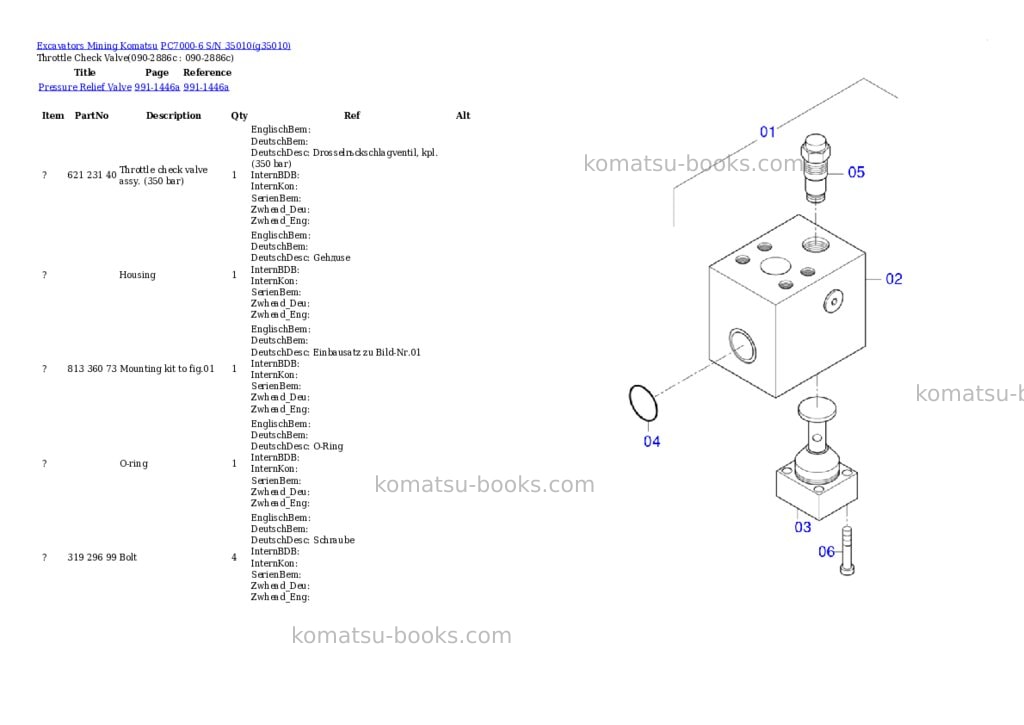 Komatsu PC7000-6 S/N 35010 Parts catalog cover Page 4 Komatsu PC7000-6 S/N 35010 Parts catalog cover Page 4
