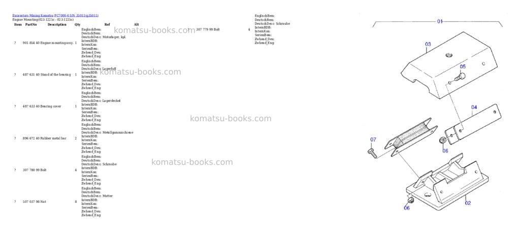 Komatsu PC7000-6 S/N 35011 Parts catalog cover Komatsu PC7000-6 S/N 35011 Parts catalog cover