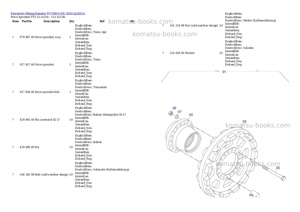 Komatsu PC7000-6 S/N 35011 Parts catalog cover Page 10 Komatsu PC7000-6 S/N 35011 Parts catalog cover Page 10