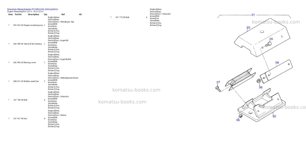 Komatsu PC7000-6 S/N 35011 Parts catalog cover Page 2 Komatsu PC7000-6 S/N 35011 Parts catalog cover Page 2