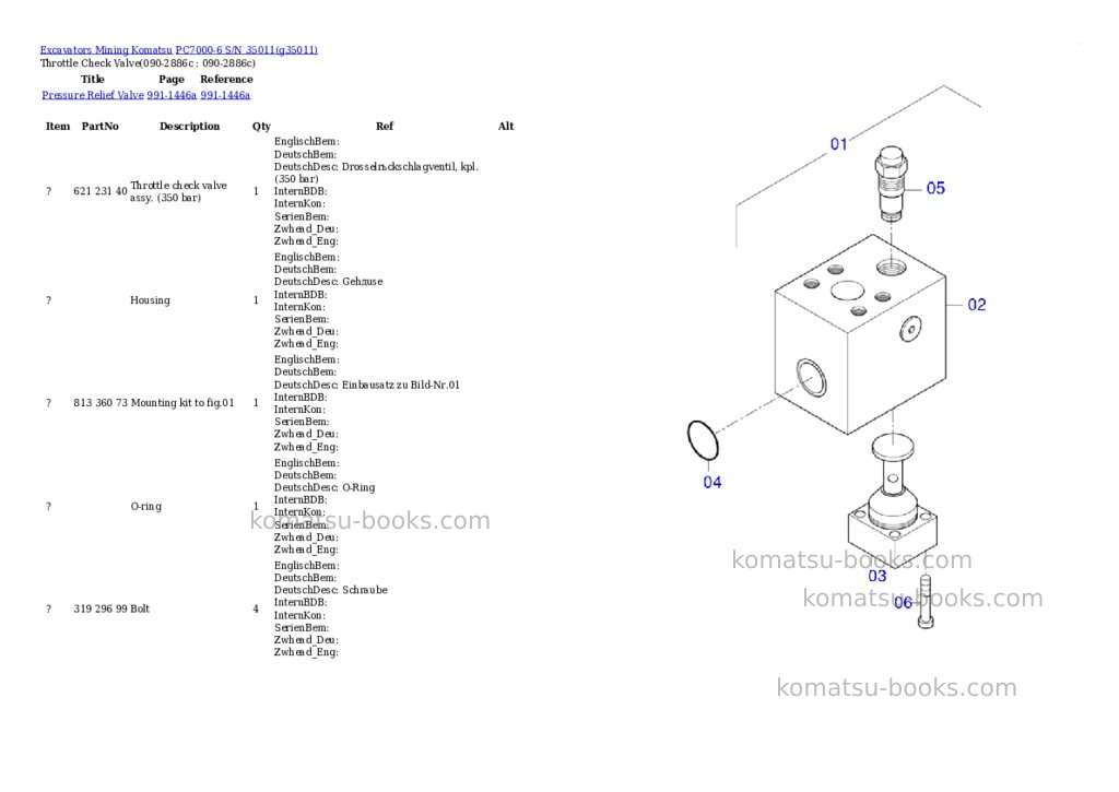 Komatsu PC7000-6 S/N 35011 Parts catalog cover Page 6 Komatsu PC7000-6 S/N 35011 Parts catalog cover Page 6