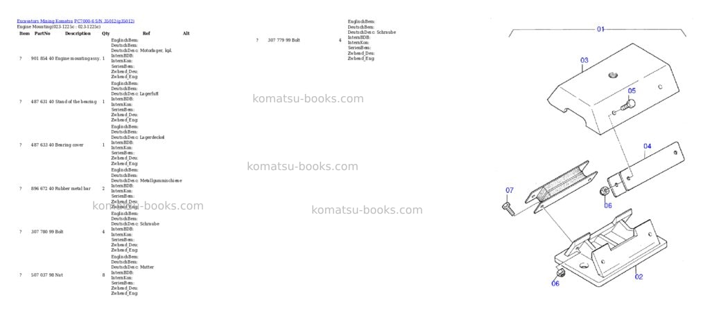 Komatsu PC7000-6 S/N 35012 Parts catalog cover Komatsu PC7000-6 S/N 35012 Parts catalog cover