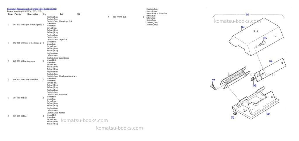 Komatsu PC7000-6 S/N 35012 Parts catalog cover Page 2 Komatsu PC7000-6 S/N 35012 Parts catalog cover Page 2
