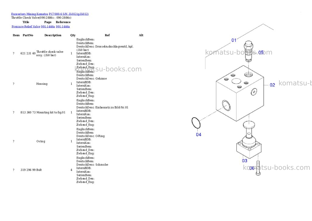 Komatsu PC7000-6 S/N 35012 Parts catalog cover Page 6 Komatsu PC7000-6 S/N 35012 Parts catalog cover Page 6