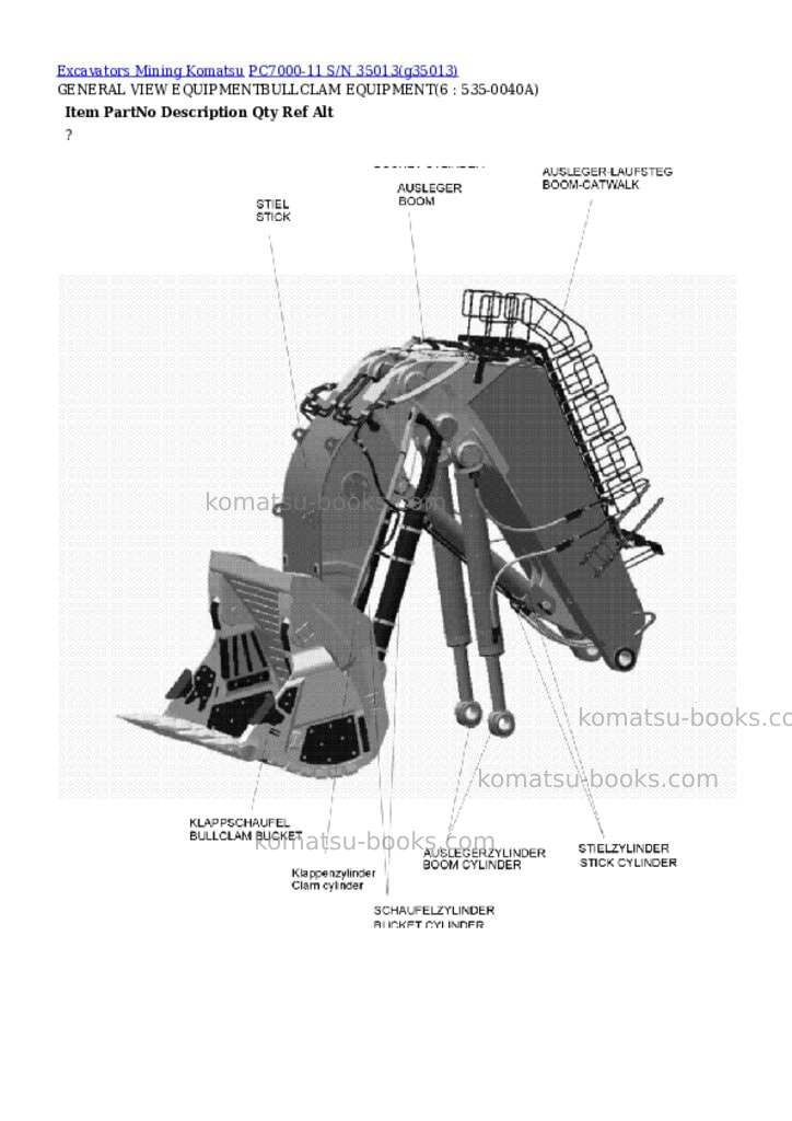 Komatsu PC7000-11 S/N 35013 Parts catalog cover Page 3 Komatsu PC7000-11 S/N 35013 Parts catalog cover Page 3