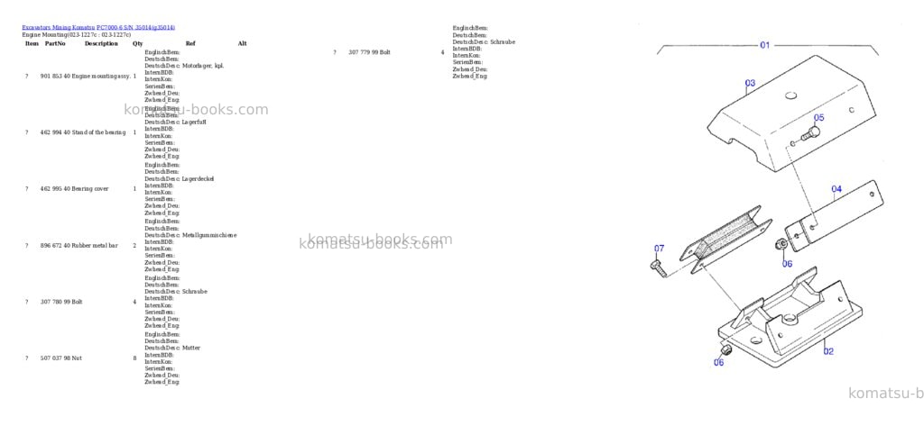 Komatsu PC7000-6 S/N 35014 Parts catalog cover Page 2 Komatsu PC7000-6 S/N 35014 Parts catalog cover Page 2