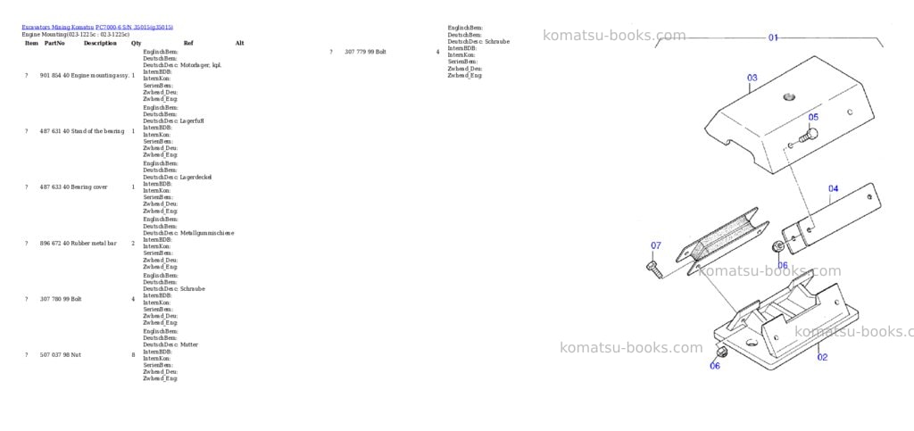 Komatsu PC7000-6 S/N 35015 Parts catalog cover