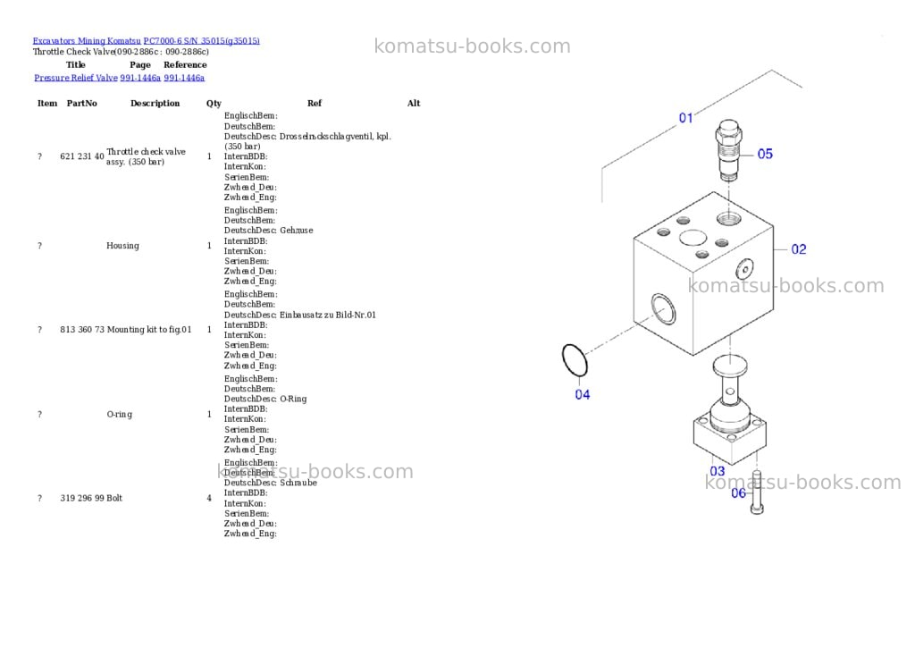 Komatsu PC7000-6 S/N 35015 Parts catalog cover Page 6