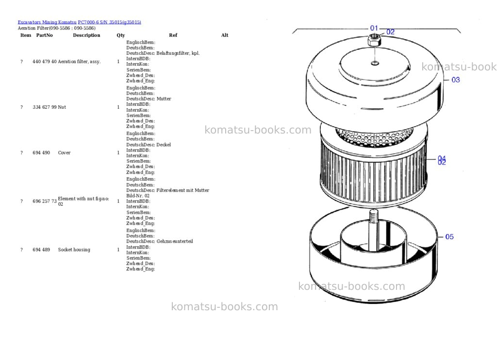 Komatsu PC7000-6 S/N 35015 Parts catalog cover Page 7