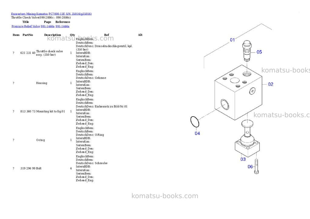 Komatsu PC7000-11E S/N 35016 Parts catalog cover Page 4 Komatsu PC7000-11E S/N 35016 Parts catalog cover Page 4