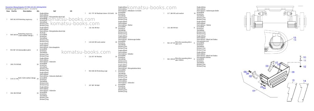 Komatsu PC7000-11E S/N 35016 Parts catalog cover Page 9 Komatsu PC7000-11E S/N 35016 Parts catalog cover Page 9