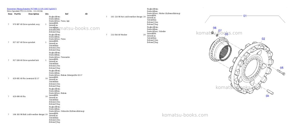 Komatsu PC7000-11 S/N 35017 Parts catalog cover Page 10