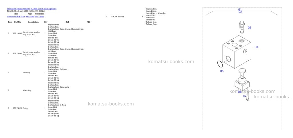 Komatsu PC7000-11 S/N 35017 Parts catalog cover Page 5