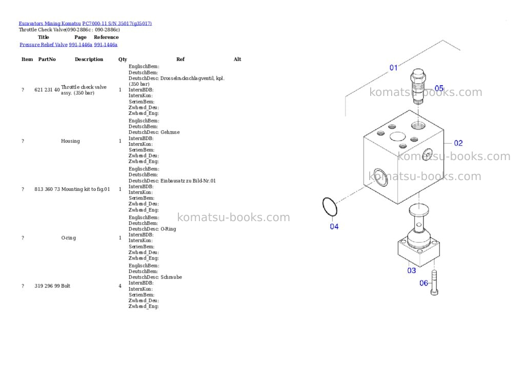 Komatsu PC7000-11 S/N 35017 Parts catalog cover Page 6