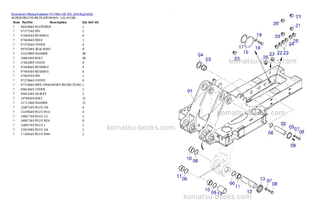 Komatsu PC7000-11E S/N 35018 Parts catalog cover Page 4 Komatsu PC7000-11E S/N 35018 Parts catalog cover Page 4