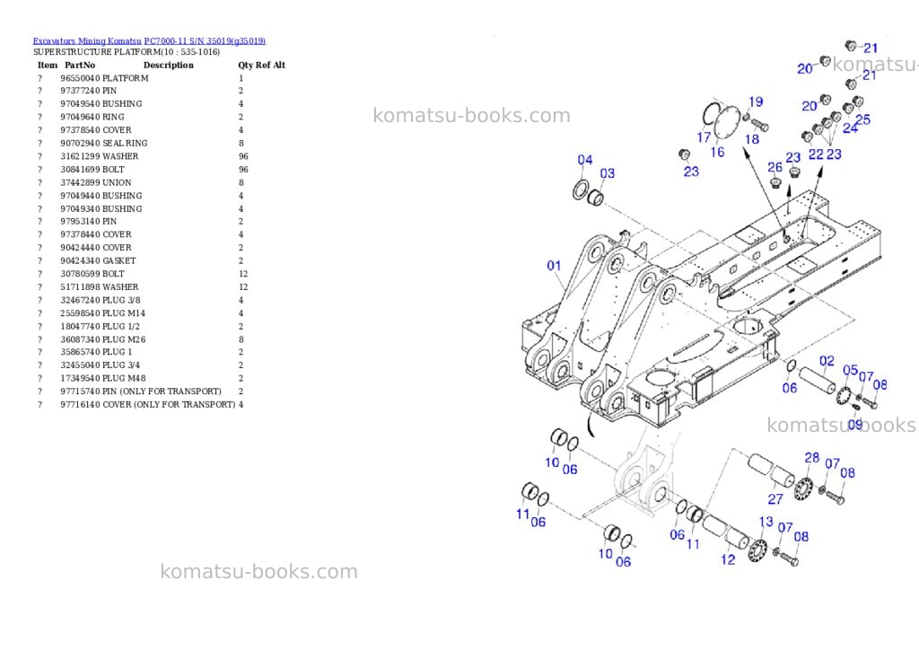Komatsu PC7000-11 S/N 35019 Parts catalog cover Page 4
