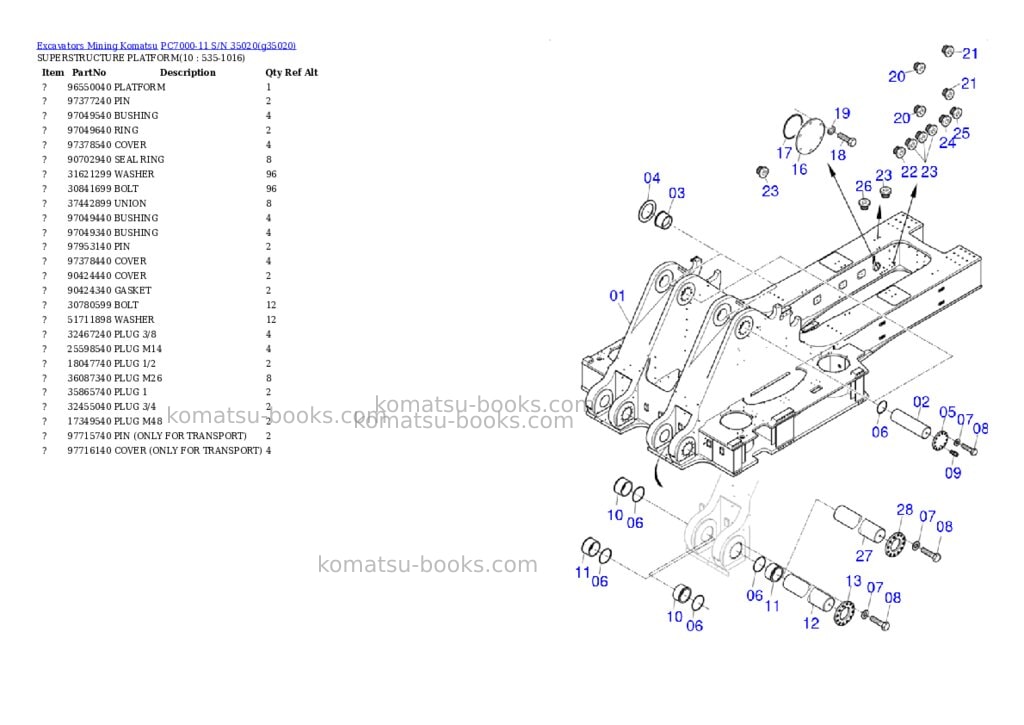 Komatsu PC7000-11 S/N 35020 Parts catalog cover Page 4 Komatsu PC7000-11 S/N 35020 Parts catalog cover Page 4
