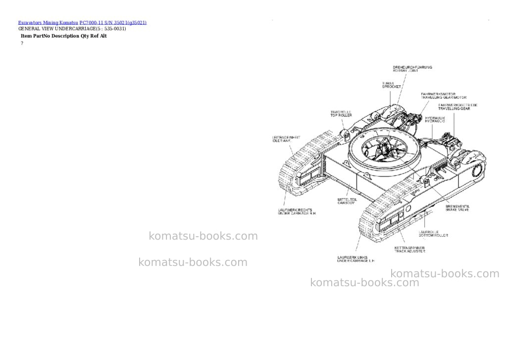 Komatsu PC7000-11 S/N 35021 Parts catalog cover Page 2