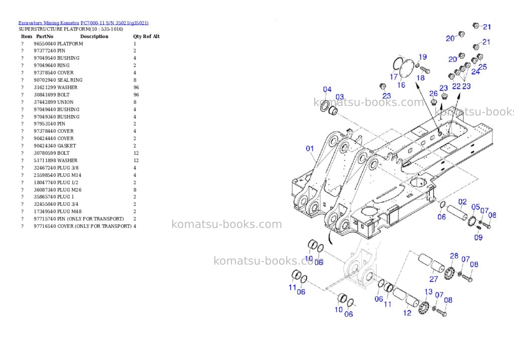 Komatsu PC7000-11 S/N 35021 Parts catalog cover Page 4
