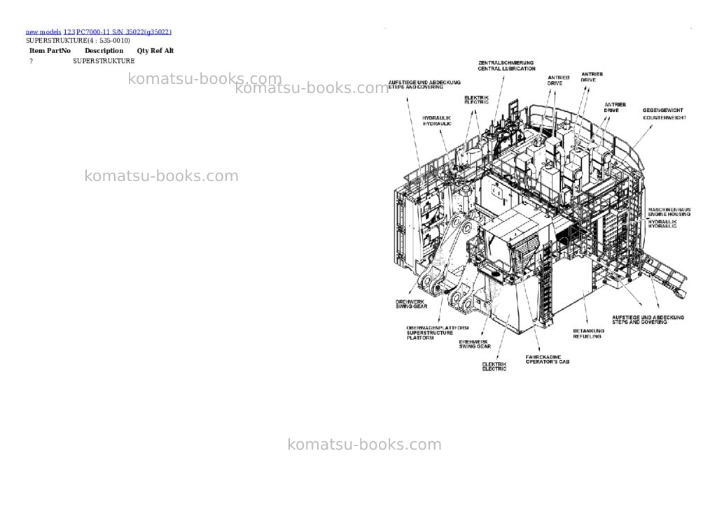 Komatsu PC7000-11 S/N 35022 Parts catalog cover Page 2