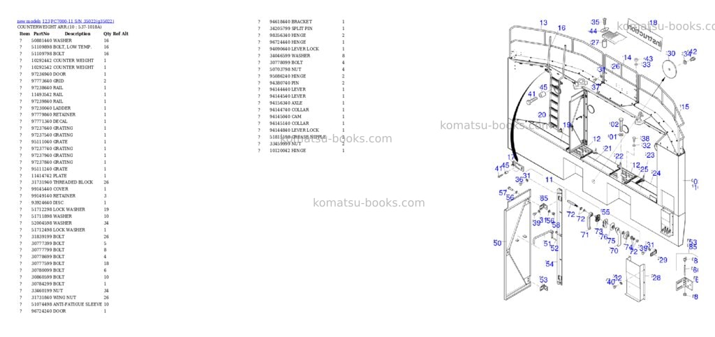 Komatsu PC7000-11 S/N 35022 Parts catalog cover Page 6