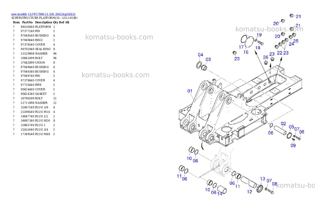 Komatsu PC7000-11 S/N 35023 Parts catalog cover Page 5