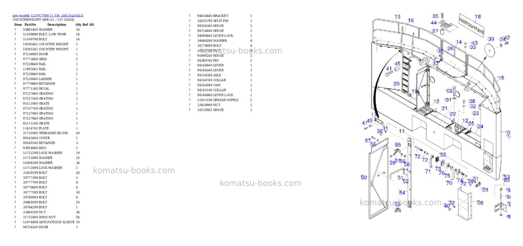 Komatsu PC7000-11 S/N 35023 Parts catalog cover Page 6
