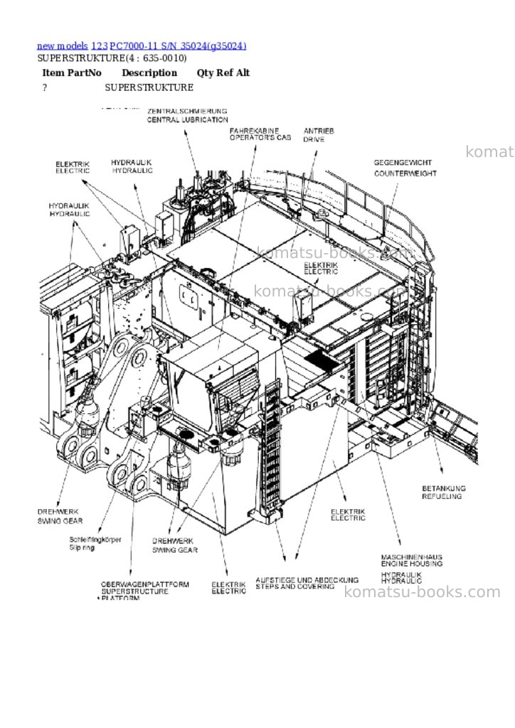 Komatsu PC7000-11 S/N 35024 Parts catalog cover Page 2