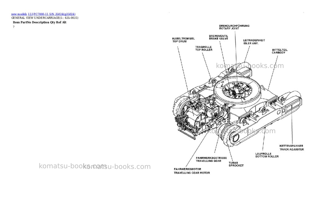 Komatsu PC7000-11 S/N 35024 Parts catalog cover Page 3