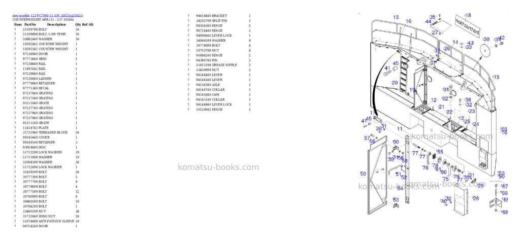 Komatsu PC7000-11 S/N 35025 Parts catalog cover Page 6 Komatsu PC7000-11 S/N 35025 Parts catalog cover Page 6