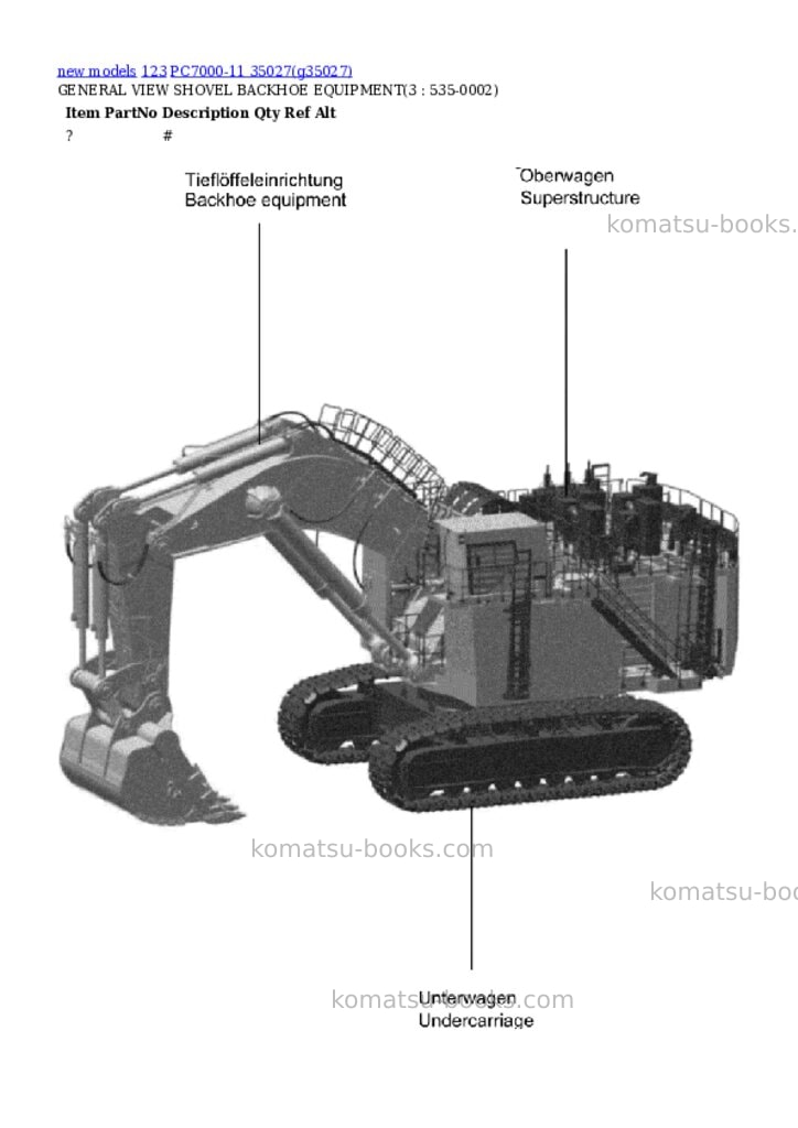 Komatsu PC7000-11 35027 Parts catalog cover