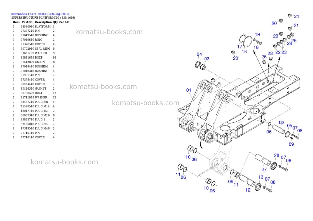 Komatsu PC7000-11 35027 Parts catalog cover Page 4