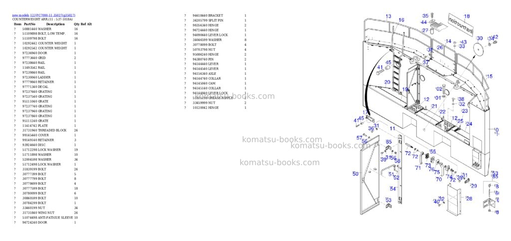 Komatsu PC7000-11 35027 Parts catalog cover Page 5