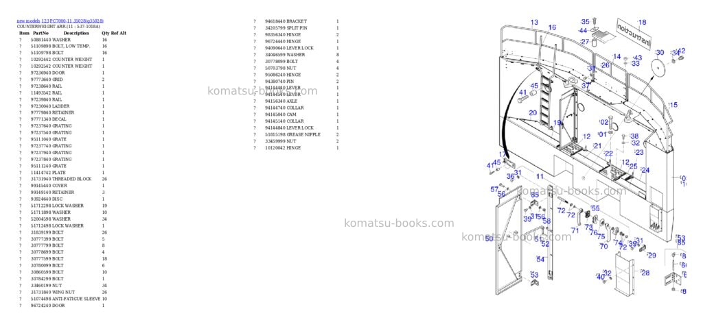 Komatsu PC7000-11 35028 Parts catalog cover Komatsu PC7000-11 35028 Parts catalog cover