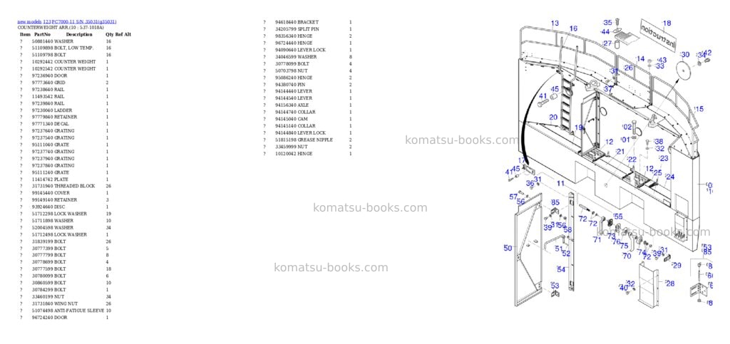 Komatsu PC7000-11 S/N 35031 Parts catalog cover Page 6 Komatsu PC7000-11 S/N 35031 Parts catalog cover Page 6
