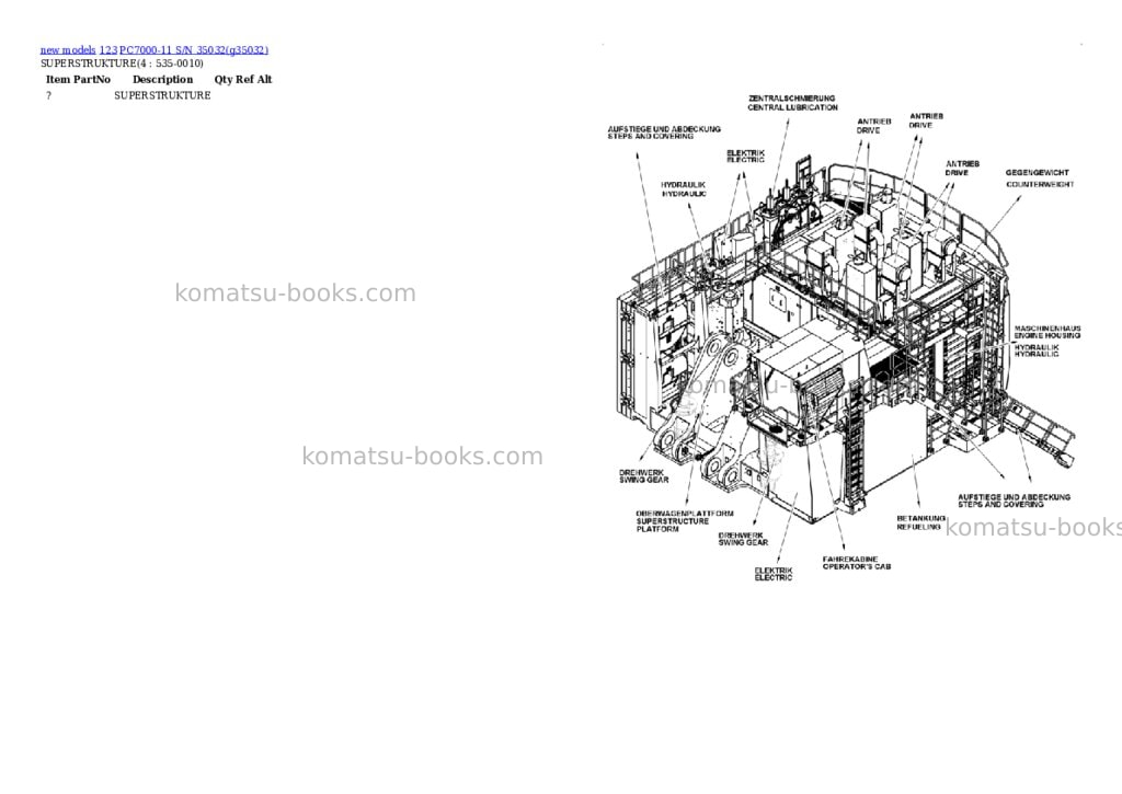 Komatsu PC7000-11 S/N 35032 Parts catalog cover Page 2