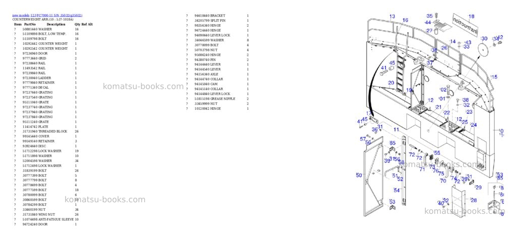 Komatsu PC7000-11 S/N 35032 Parts catalog cover Page 6