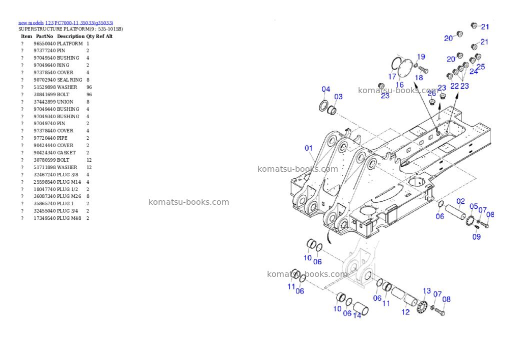 Komatsu PC7000-11 35033 Parts catalog cover Page 14