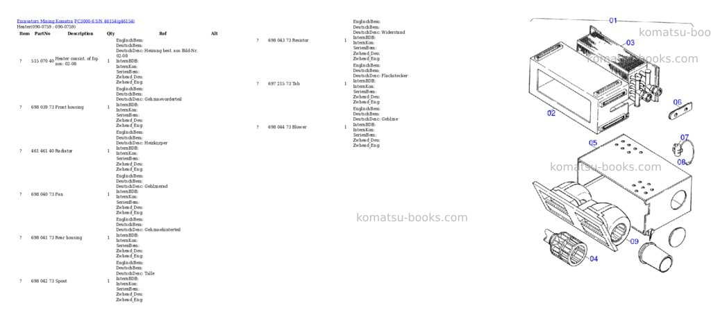 Komatsu pc3000-6 s/n 46154 Parts catalog cover Page 10