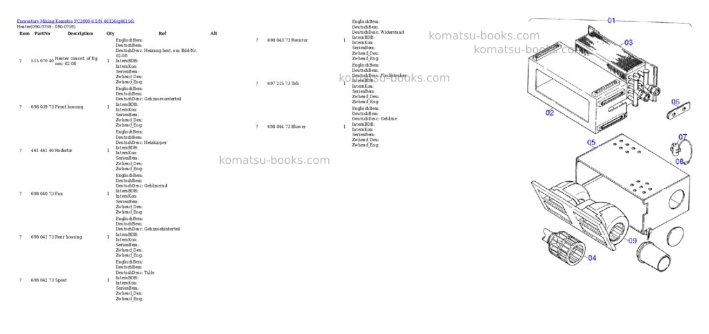 Komatsu pc3000-6 s/n 46156 Parts catalog cover
