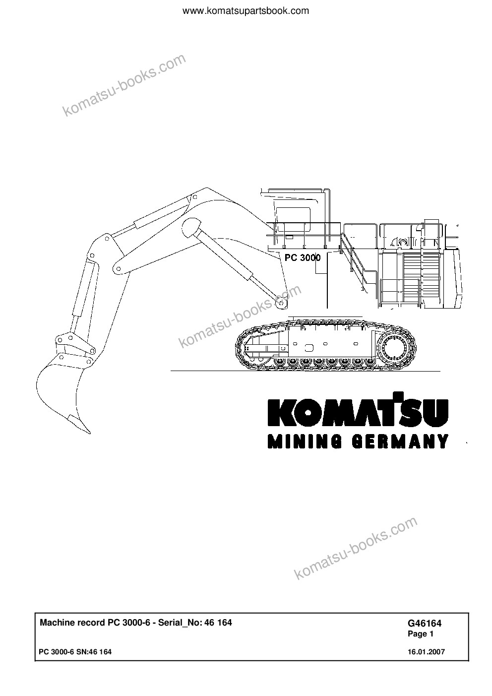 Komatsu pc3000-6 s/n 46164 Parts catalog cover