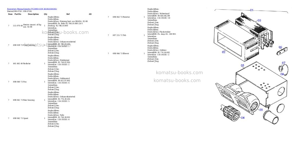 Komatsu pc3000-6 s/n 46185 Parts catalog cover Page 10 Komatsu pc3000-6 s/n 46185 Parts catalog cover Page 10