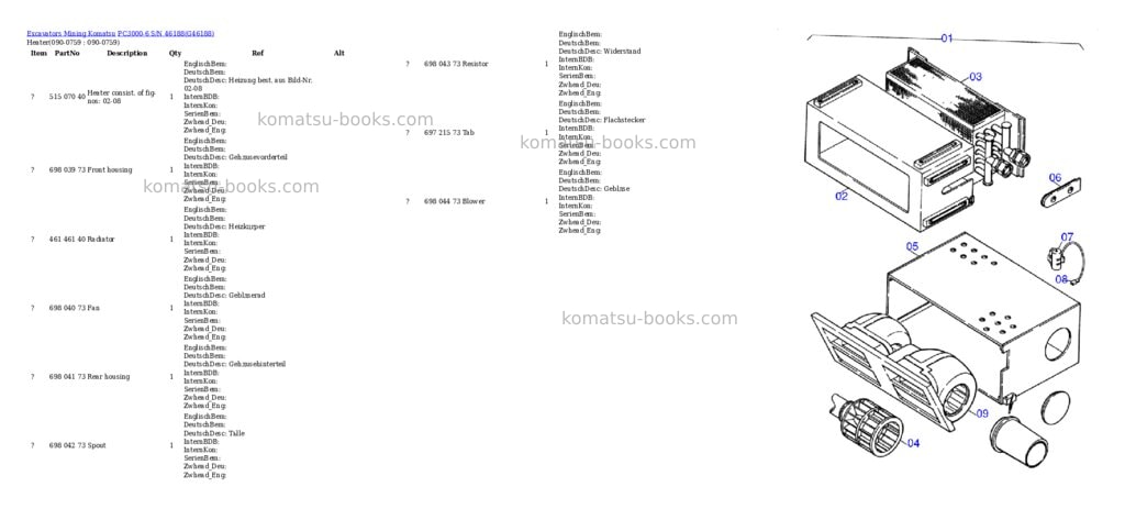 Komatsu pc3000-6 s/n 46188 Parts catalog cover Page 10 Komatsu pc3000-6 s/n 46188 Parts catalog cover Page 10