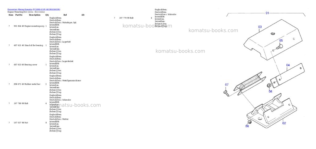 Komatsu pc3000-6 s/n 46190 Parts catalog cover