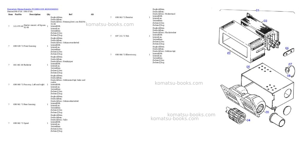 Komatsu pc3000-6 s/n 46203 Parts catalog cover Page 10 Komatsu pc3000-6 s/n 46203 Parts catalog cover Page 10