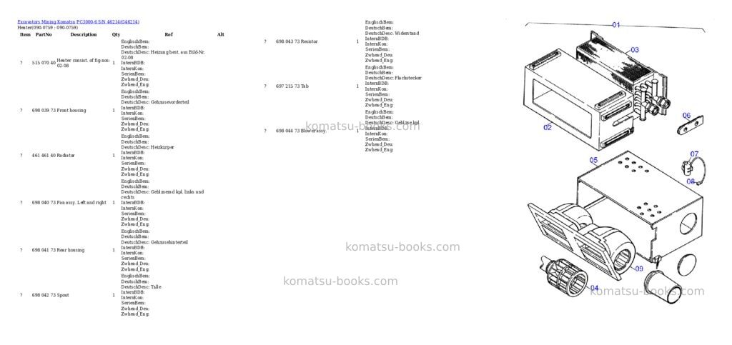 Komatsu pc3000-6 s/n 46214 Parts catalog cover Page 10 Komatsu pc3000-6 s/n 46214 Parts catalog cover Page 10