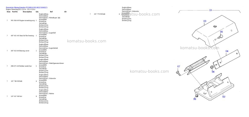 Komatsu pc3000-6 s/n 46227 Parts catalog cover